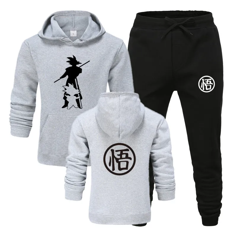 

2-piece sportswear men's hooded sweatshirt + pants pullover hoodie track suit suit casual men's clothes pocket hood