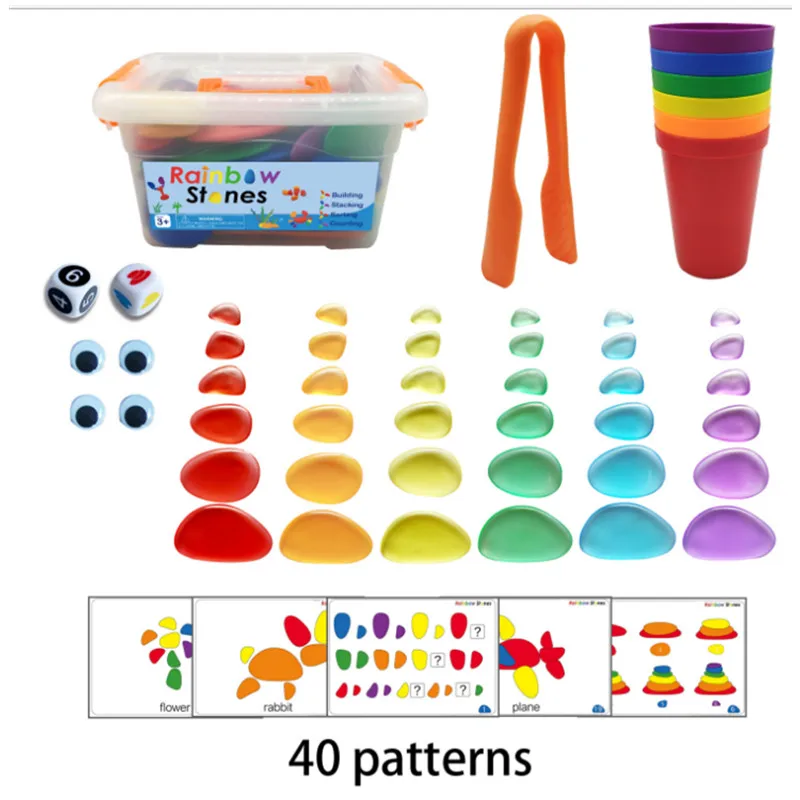 

Montessori Rainbow Pebbles Educational Toys Plastic Pebbles Stacked Stones Stacking Game Montessori Toy For Children