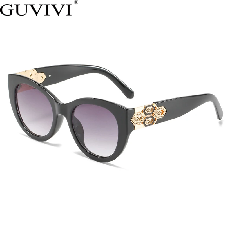 

Cat Eye Round Sunglasses Women Men Fashion Gray Gradient Lens Eyeglasses Female Luxury Brand Designer Eyewear UV400 Sun Glasses