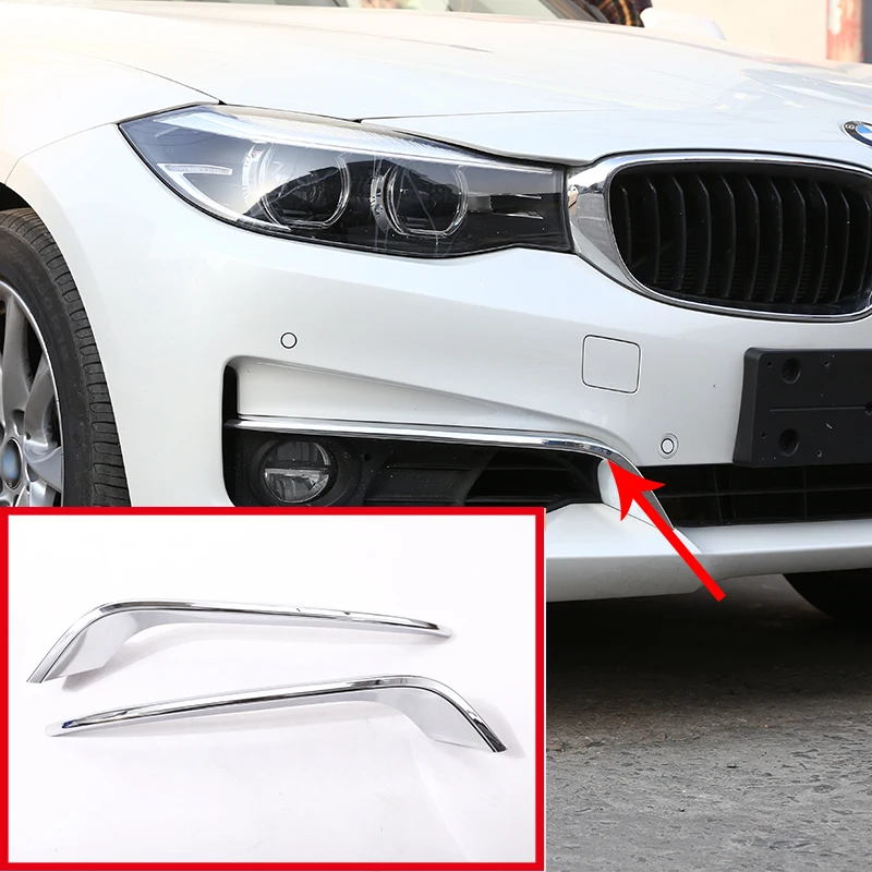 

For BMW 3 Series GT Gran Turismo F34 2013-2017 Car Accessories 2 Pcs ABS Chrome Front Fog Lamp Strips Bright Silver