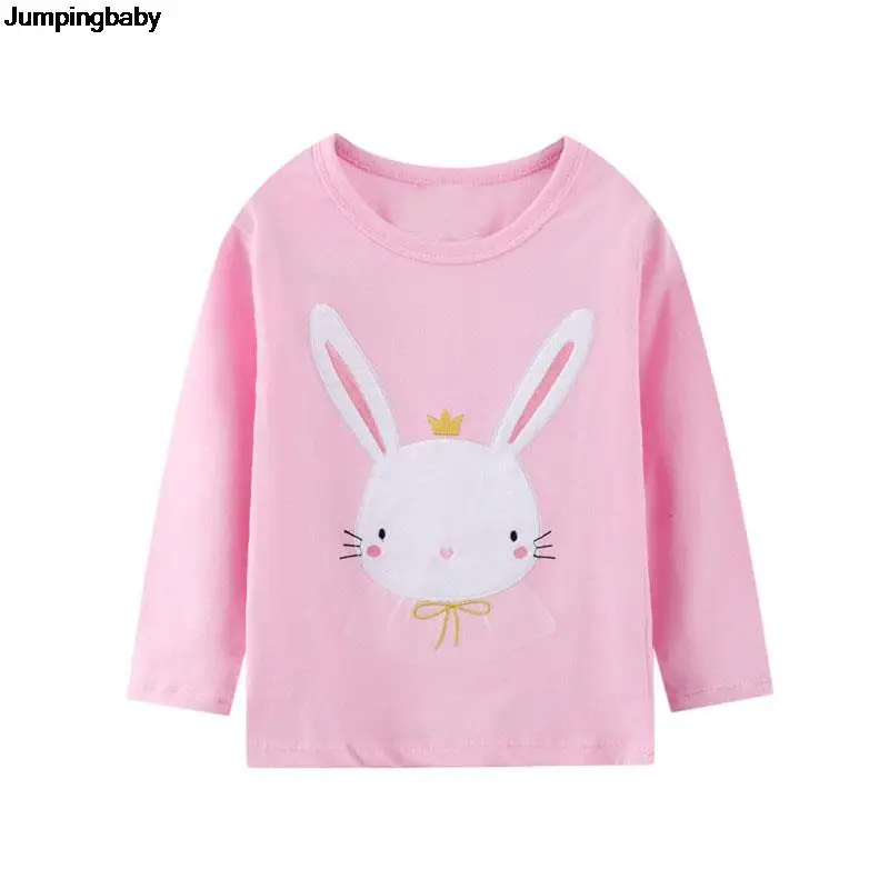 2021 Girls T-shirts Rabbit Kawaii T-shirt Kids Clothes Unicorn T Shirt Camisetas Long Sleeve Tops Roupa Infantil Menina Tshirt