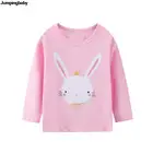 2021 футболки для девочек, Милая футболка с кроликом, детская одежда, футболка с единорогом, Рубашки, Топы с длинным рукавом для девочек, футболка