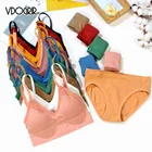 Комплект женского нижнего белья VDOGRIR, бюстгальтер пуш-ап и трусики, бесшовные трусы из хлопка