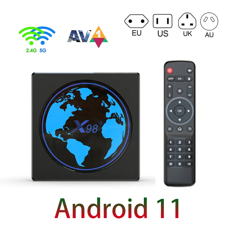 

HX98 мини Android ТВ-приставка Android 11 2,4G и 5,0G Android TV Box 2021 4K 32/64 Гб WIFI Youtube Google Voice телеприставка Smart TV Box