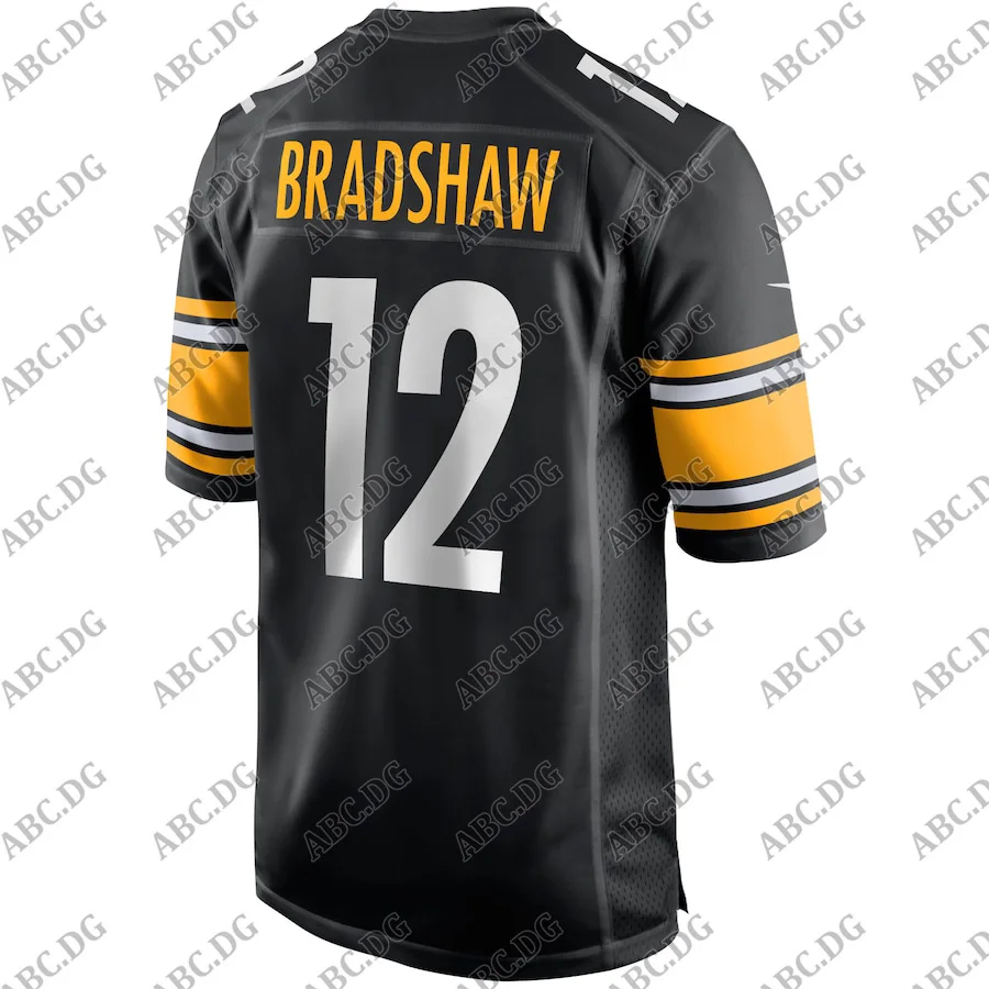 

Men Women Kid Youth Pittsburgh Terry Bradshaw Black Game Retired Player Jersey
