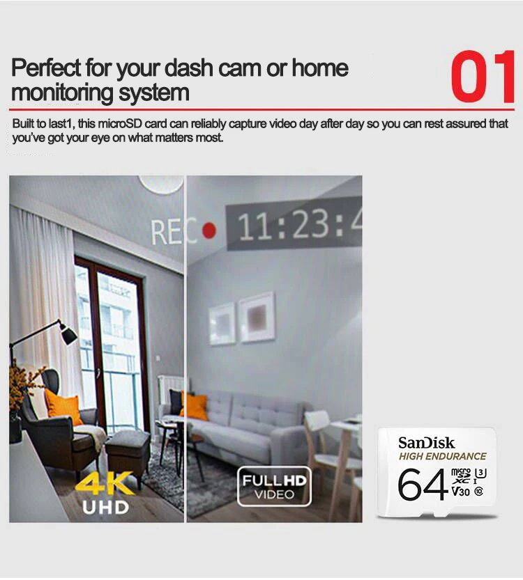 SanDisk высокопрочная карта памяти Micro SD 128 Гб 64 ГБ 32 ГБ 256 Гб Microsd U3 V30 4K Flash MicroSD карта для монитора видео Автомобильный видеорегистратор