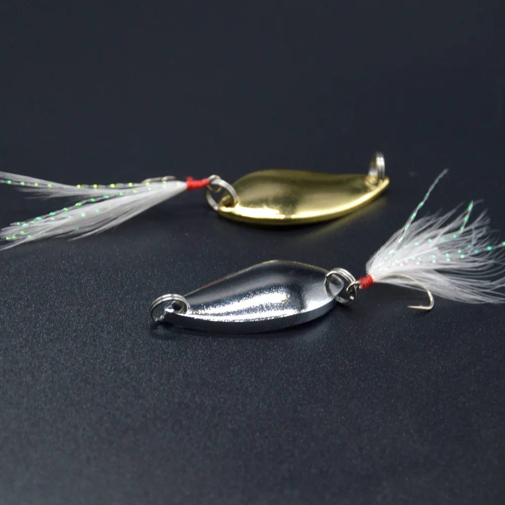 

Fishing Spoon Lures Single Hook With Feather Jig 2.5/3.5/5g Artificial Lures Bait Lot 4 Pieces Sale