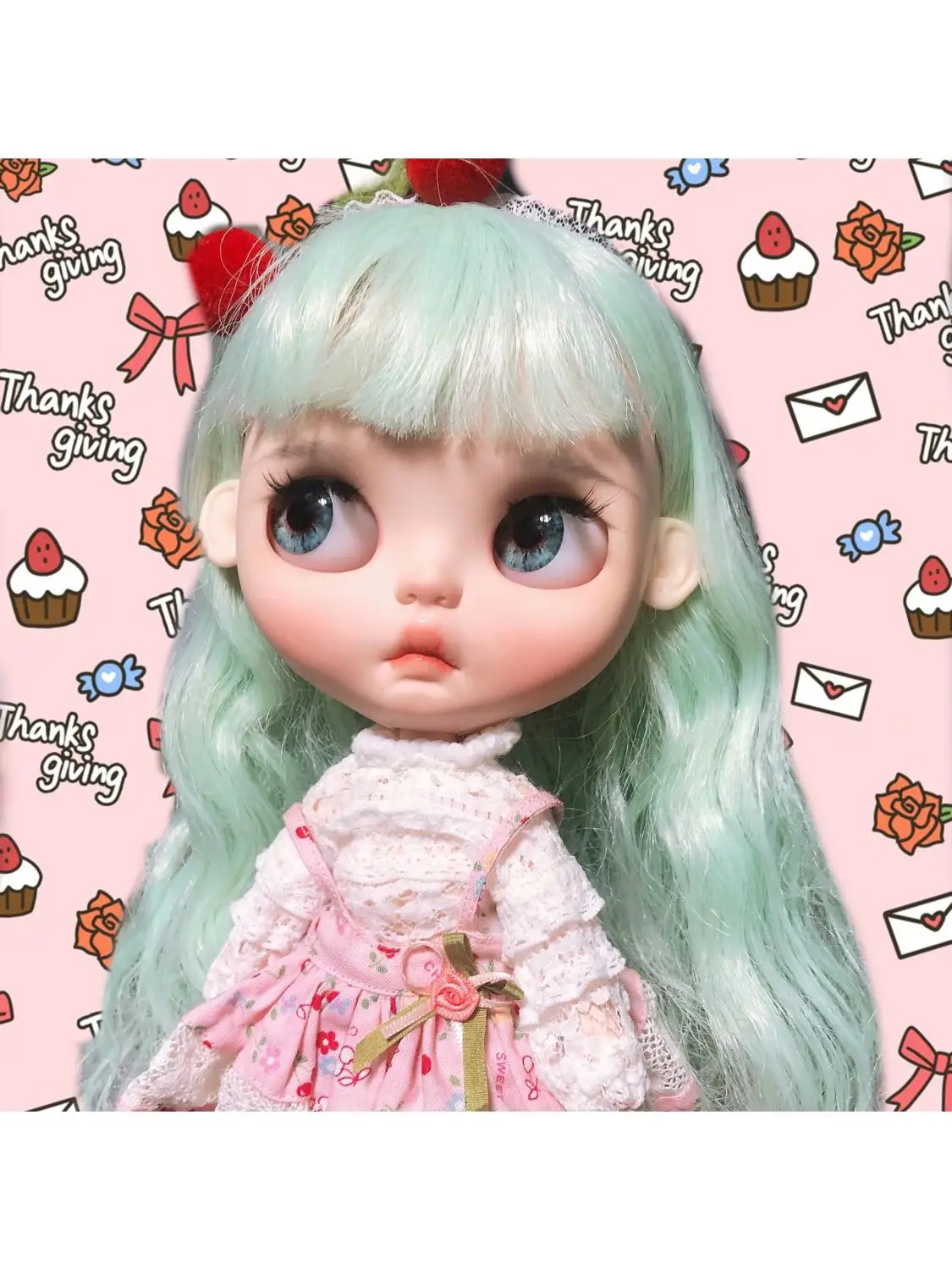 1/6 blyth кукла игрушка bjd совместное тело белый с кожей мятно зеленым длинные волосы