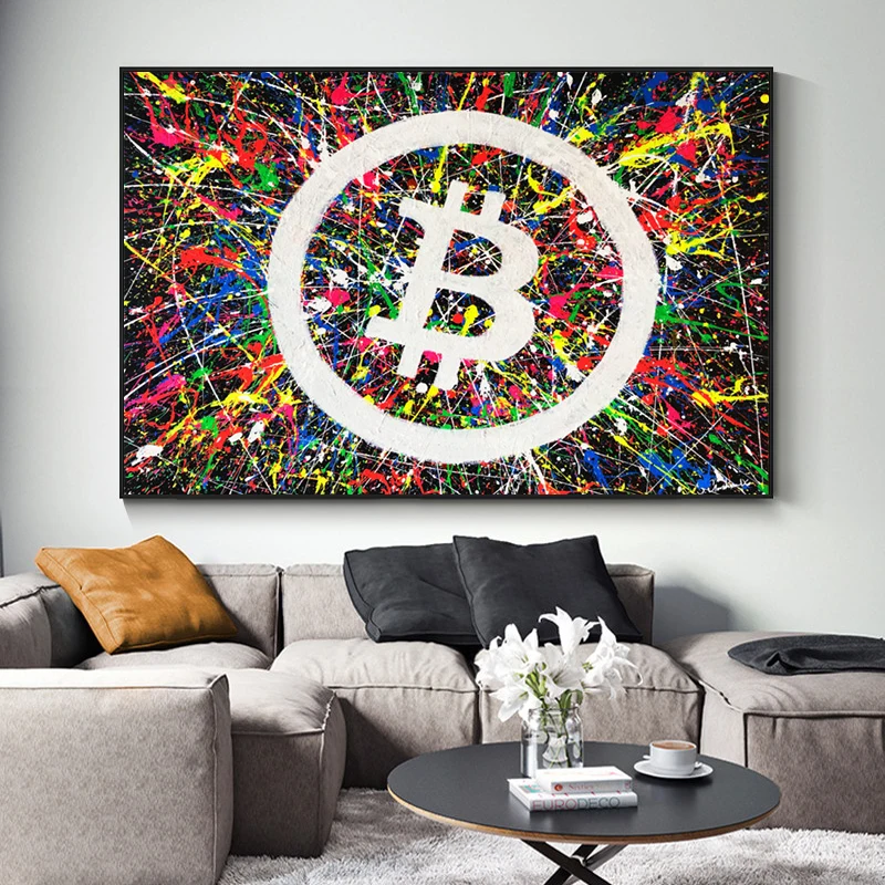 

Bitcoin Graffiti Art Abstract Canvas Paintings Wall Art Colorful Poster Printing for Modern Living Room Home Decoration Pictures