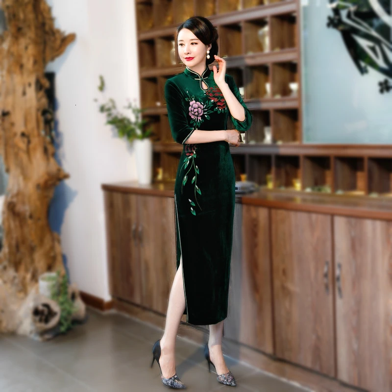 4XL 3XL платье большого размера традиционные китайские платья элегантные длинные
