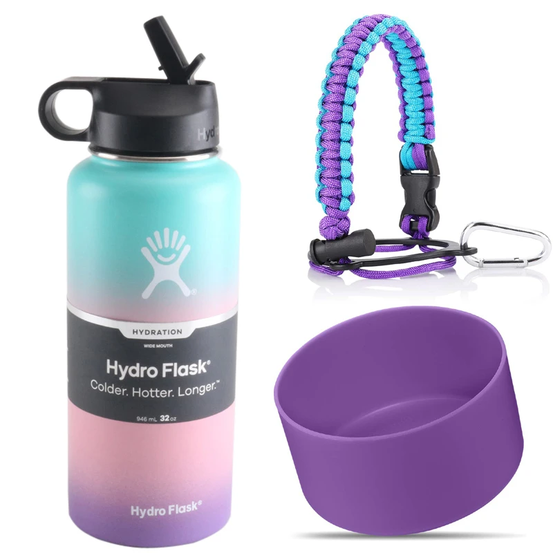 Бутылка для воды Hydro Flask с ручкой Paracord и силиконовым защитным чехлом из