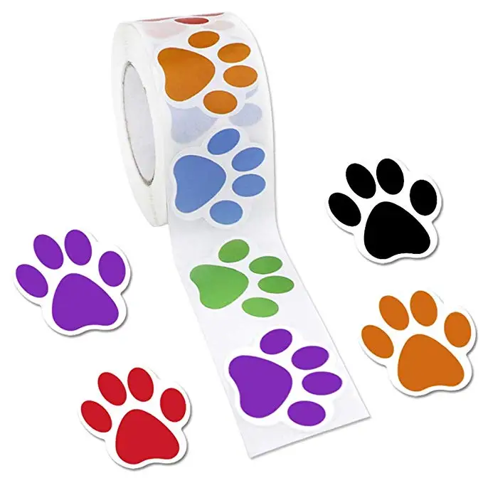 

500pcs Colorful Paw Print dog Stickers for wedding bride decoration and unicorn party favors for kids birthday party decoration