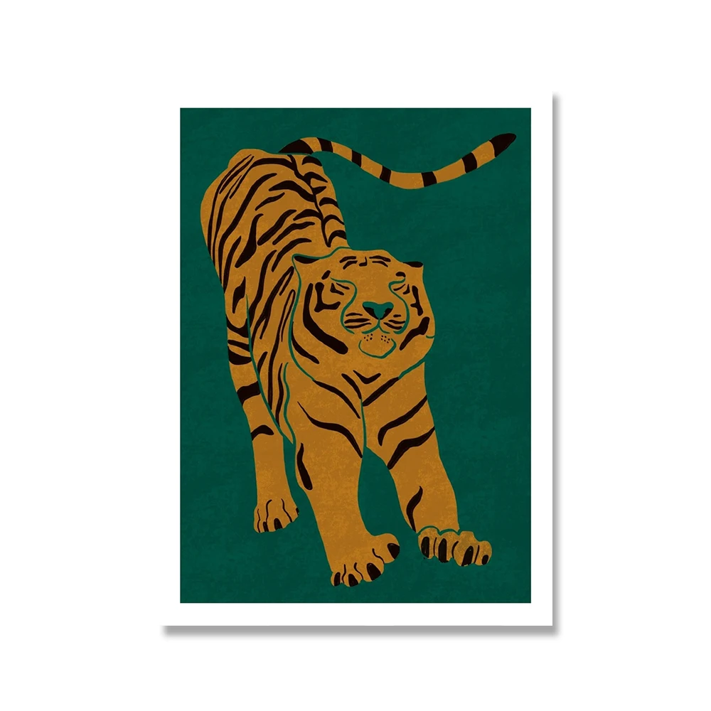 

Постер с абстрактными животными в скандинавском стиле, красный, розовый, зеленый тигр, Картина на холсте «не теряет сон», настенные художественные принты, картина для спальни, домашний декор