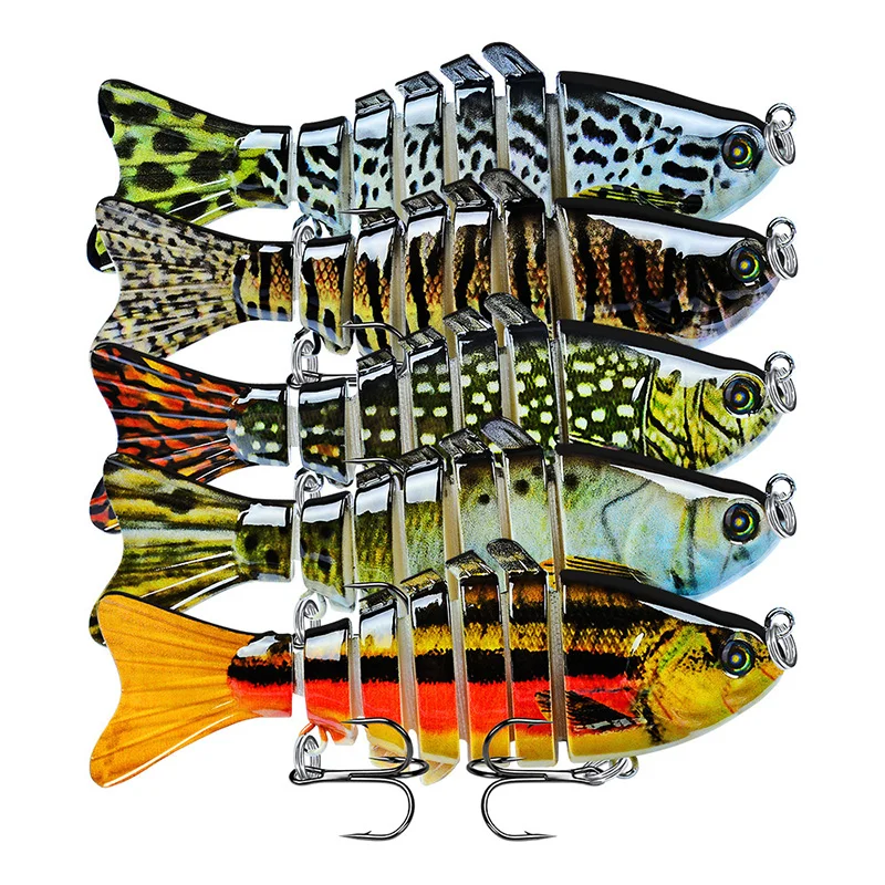 

1PCS Lifelike Eyes 7 Segment Bionic Bait Treble Hooks Fishing Lure Multi-section Sports Entertainment