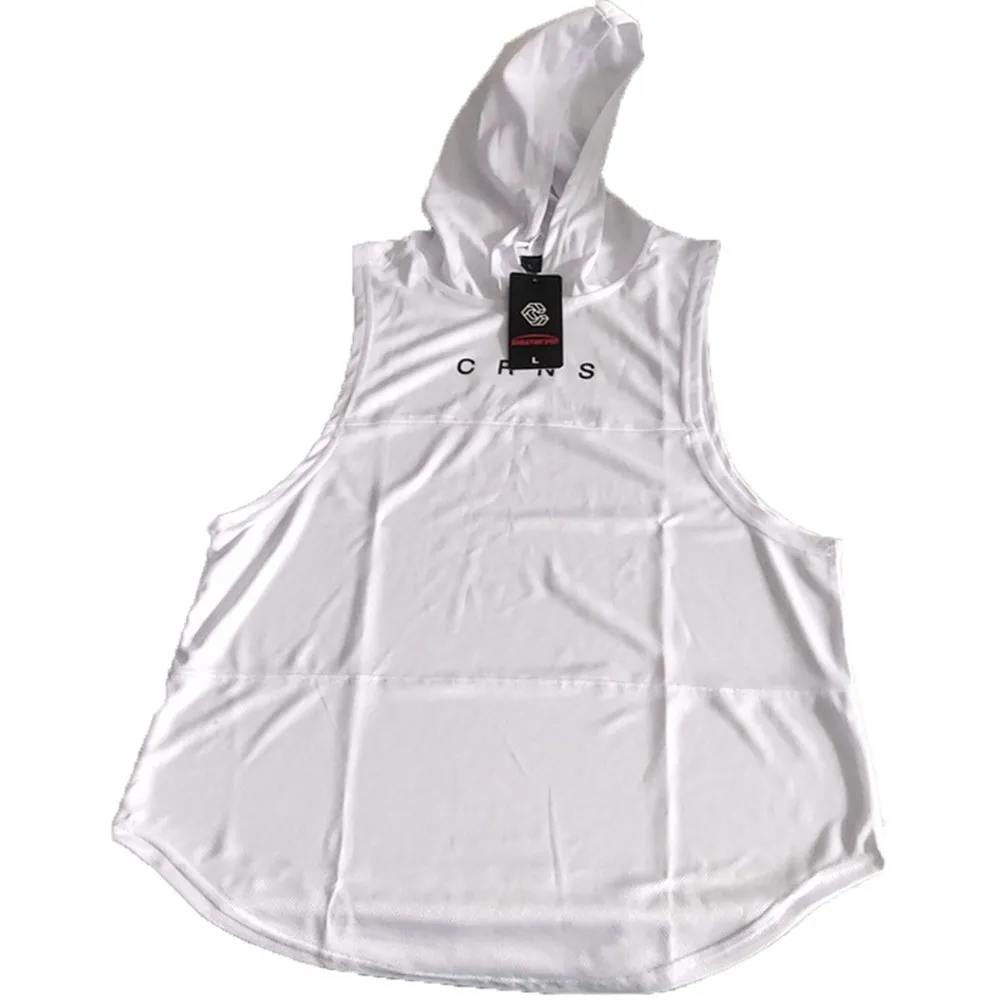 Майка с капюшоном для бодибилдинга мужские майки бега спортивные рубашки без