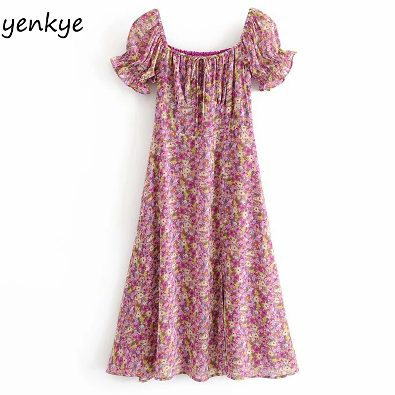 Женское винтажное платье с коротким рукавом шифоновое платье-трапеция средней