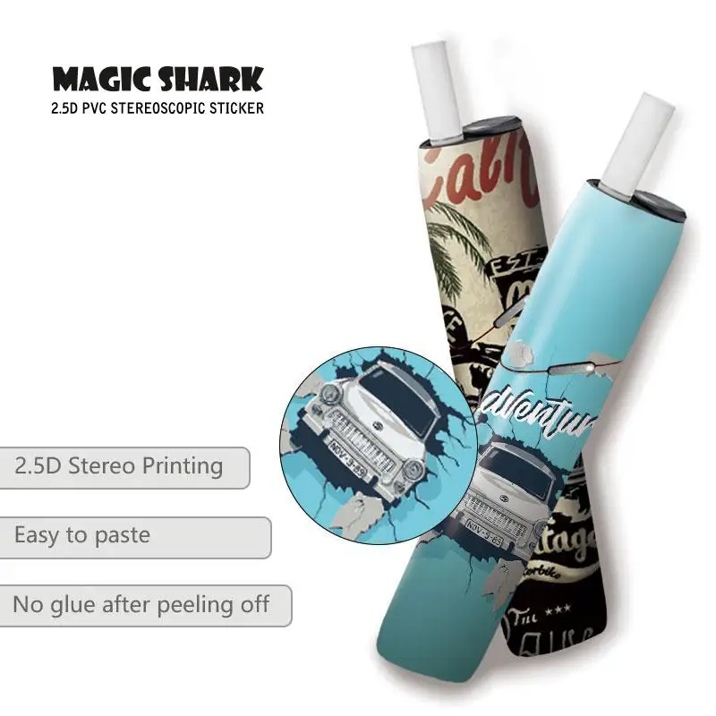 

2.5d Stereo Nostalgic Style Motorbike Car Film Label Sticker Skin For IQOS 3 Multi E Cigarette