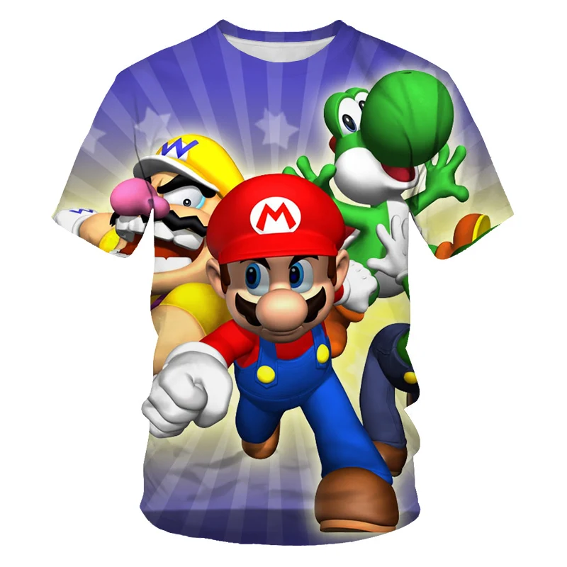

3D Printing T-shirt Mario Bros Boys And Girls Summer Clothes 2021 New Harajuku Style Classic Game Hip-Hop O-Neck Tshirt Kids