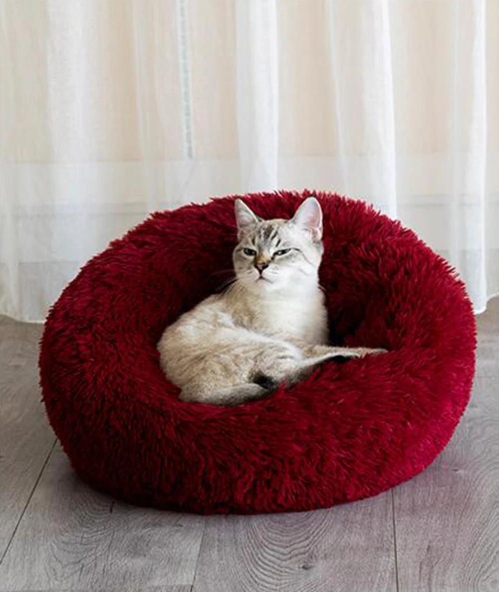 Теплая Флисовая кровать для собак круглая подушка шезлонга маленьких средних