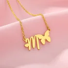 Женское Ожерелье в форме сердца с милыми буквами и бабочками из нержавеющей стали, A-Z ожерелье в стиле бохо, подарок на Хэллоуин