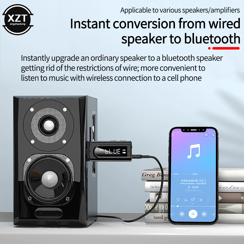 USB Bluetooth 5 0 приемник передатчик со светодиодным дисплеем 3 мм Aux TF карта
