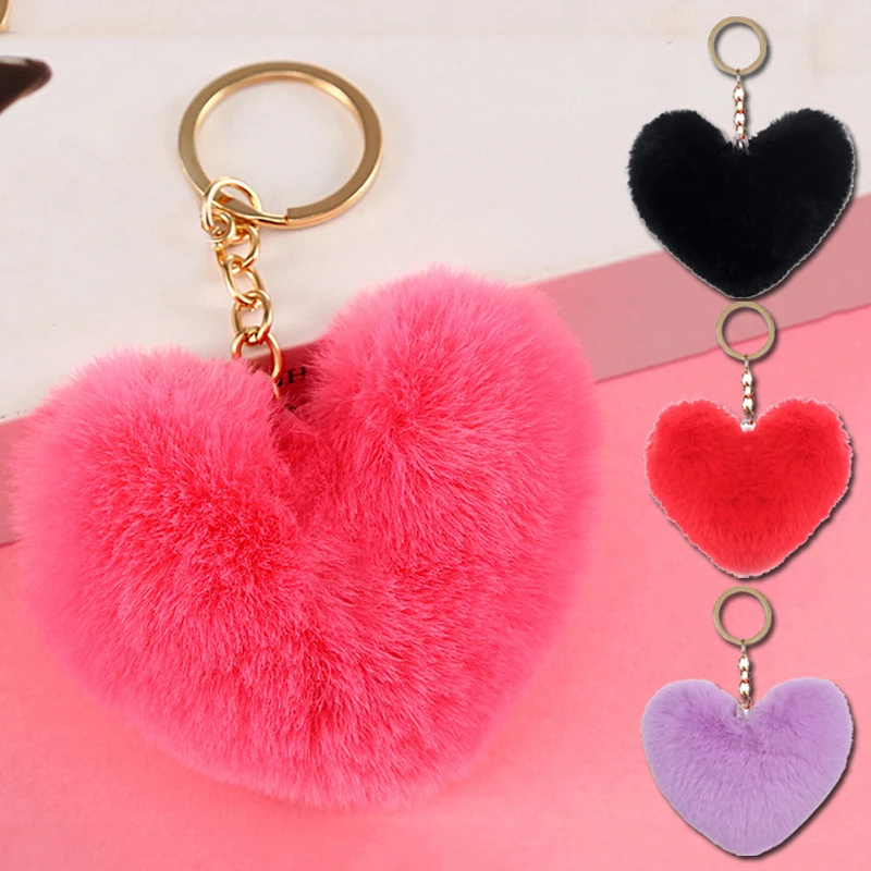 Брелок-помпон в форме сердца плюшевые шарики брелки для ключей