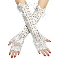 lace up fingerless gloves long elbow gloves for costume party arm warmer gloves fingerless lace long women gift sexy