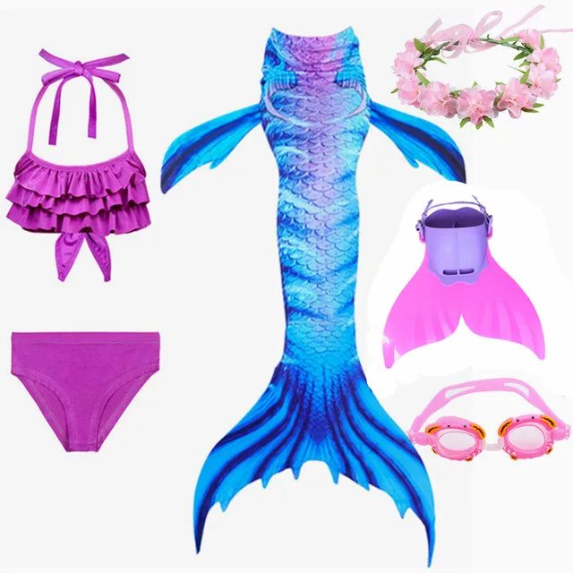 Детский купальник Русалочки бикини с флипом моноласт для плавания детский