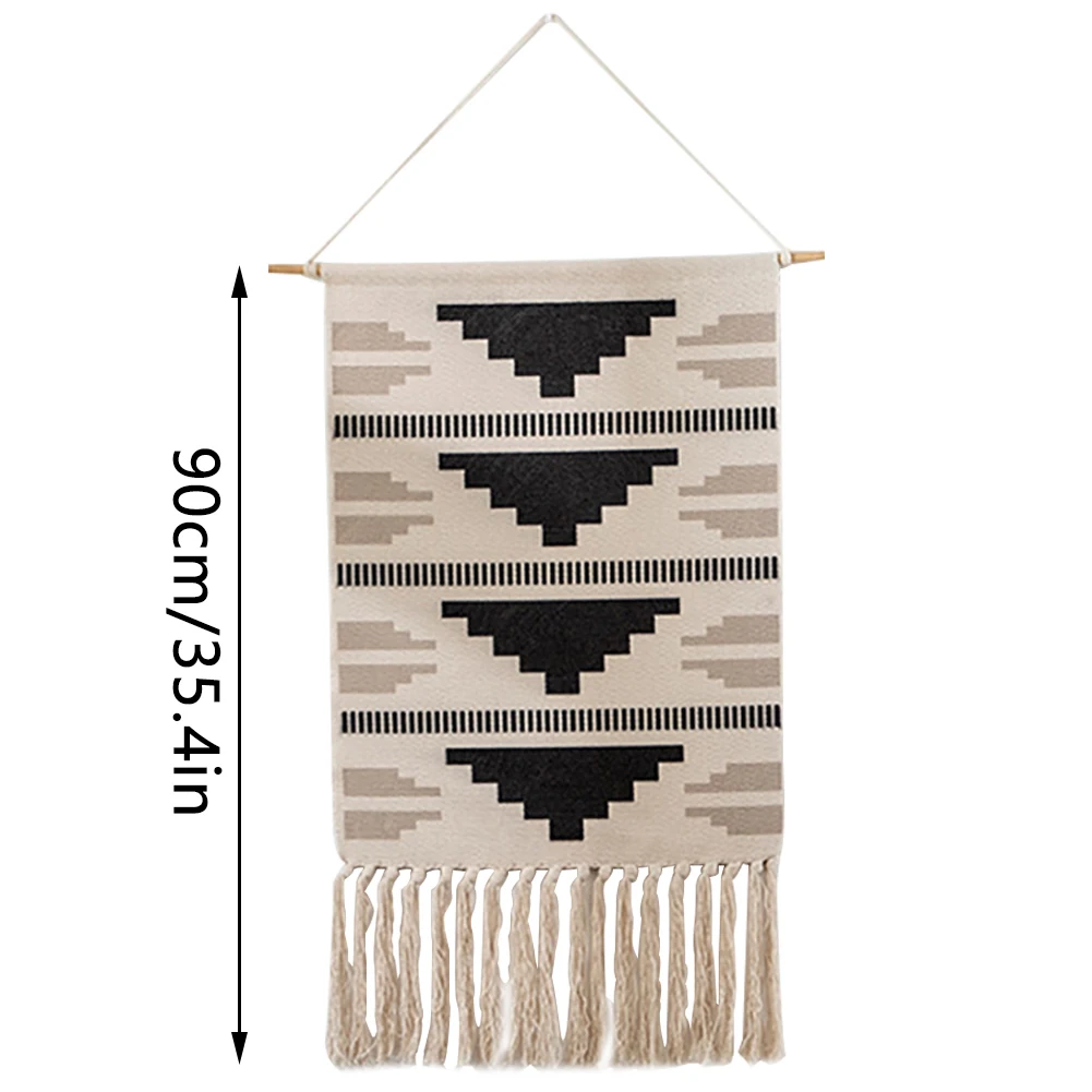 

Tapestry Tassels Macrame Cotton Wall Hanging Printing Woven Backdrop Art for Christmas Bedroom Living Room Decoration Tapestry