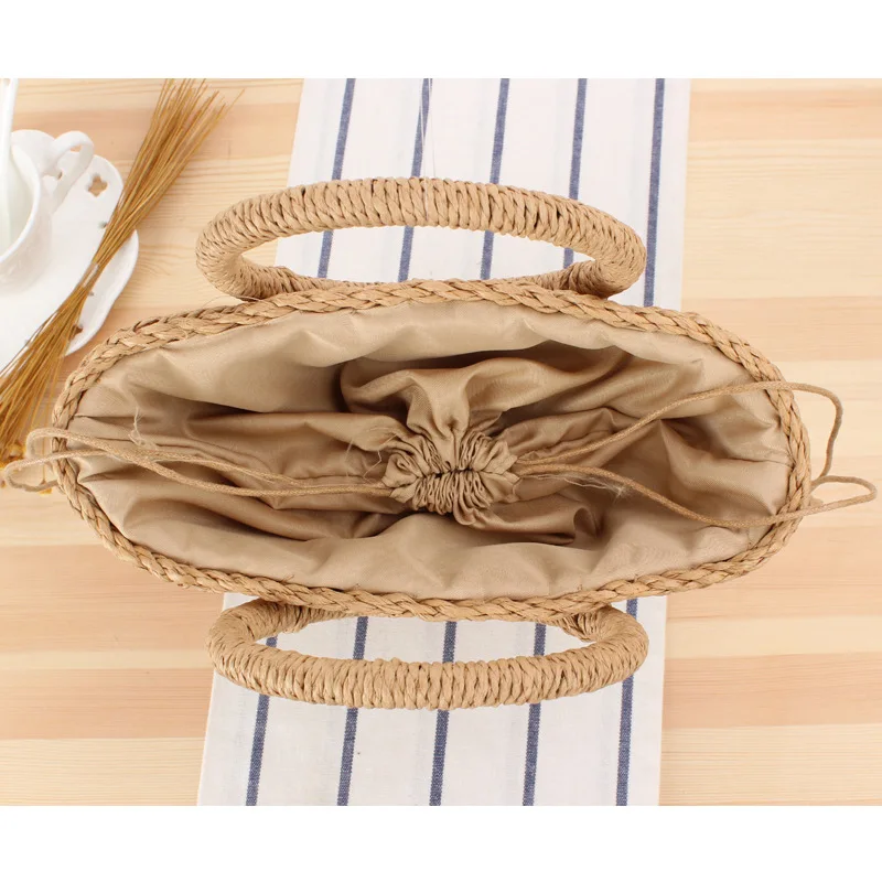 Женская сумка из ротанга FOSIZZO модная круглая ручной работы рафии круглые сумки в