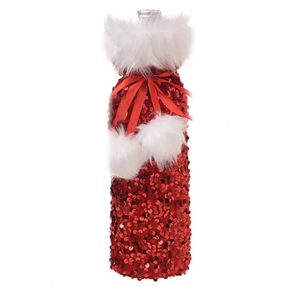 

Wine Bottle Cover Sequins Bow-kno Decorative Portable Drawstring Christmas Wine Bottle Pouch Xmas Wine Gift Bag 2021