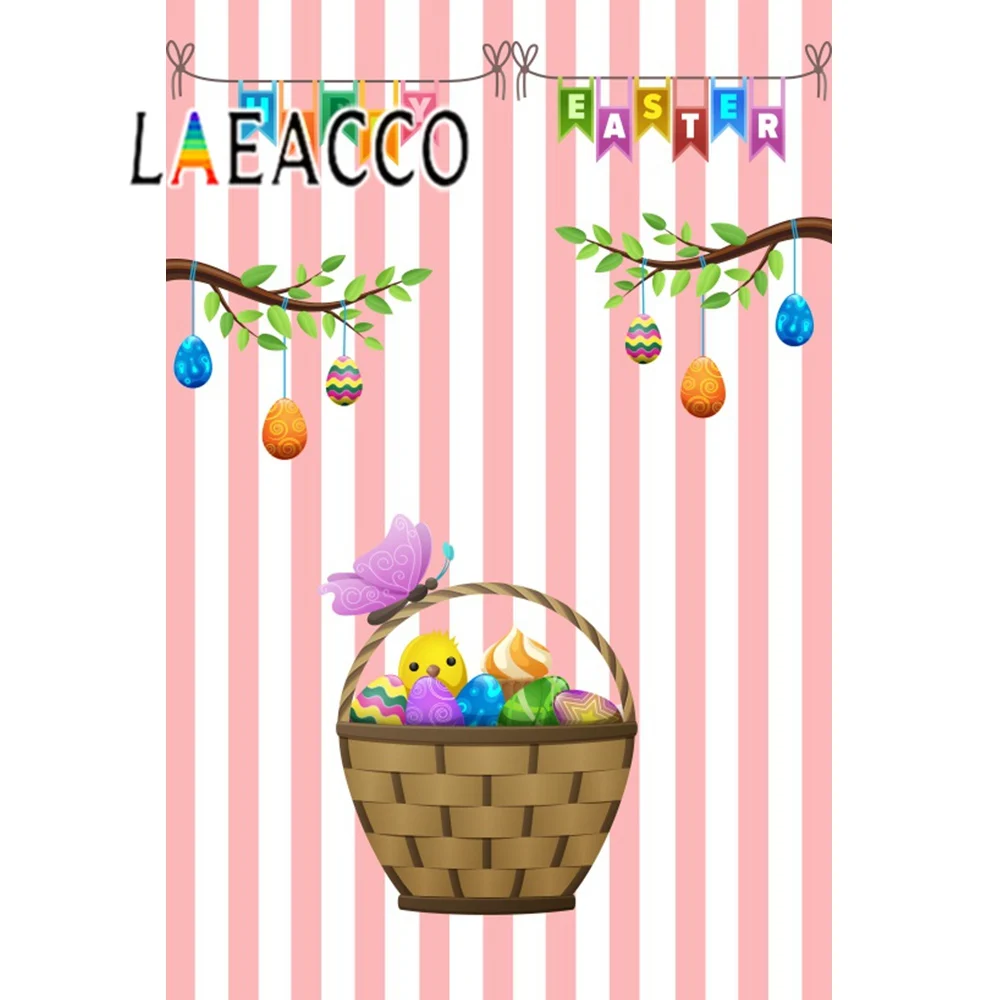 Laeacco Kid фоны счастливый Пасхальный день полосы курица корзина Новорожденный