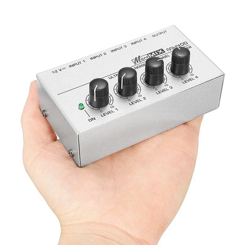MX400 4 Каналы звукомикшер сигнальный микшер DJ смеситель Портативный караоке аудио