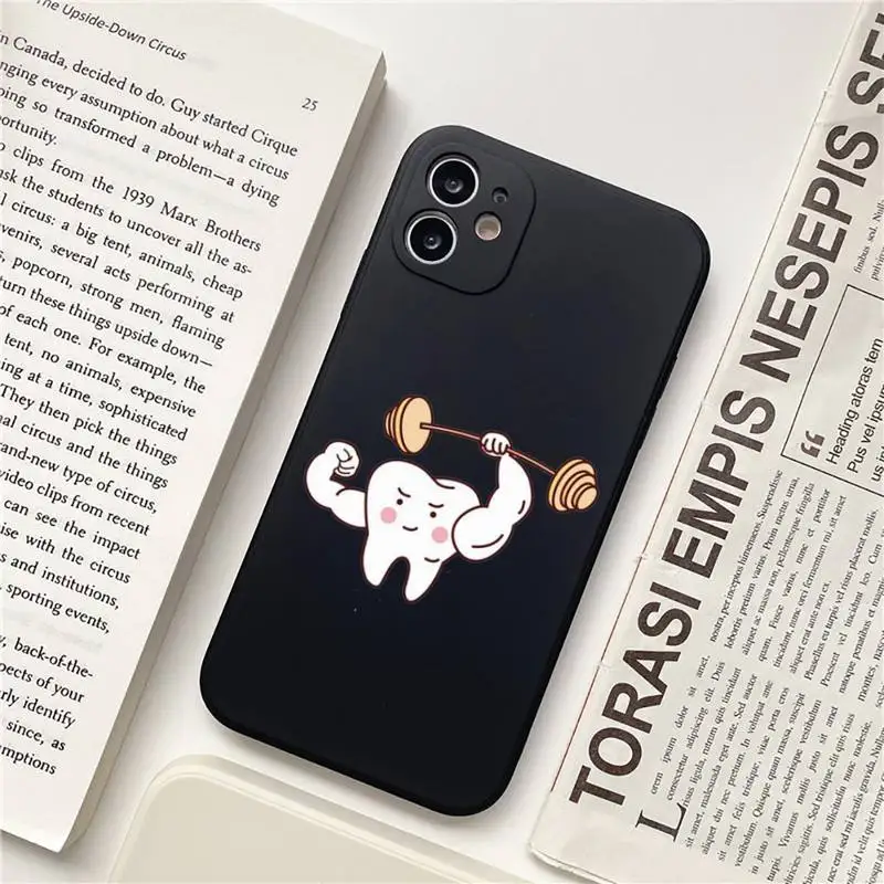 

Funny Cartoon Dentist Dental Crowned Teeth Phone Case for iPhone 11 12 pro XS MAX 8 7 6 6S Plus X 5S SE 2020 XR Soft silicone