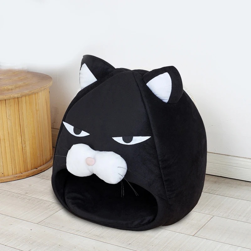 Кошачий домик, кровать для кошачьего туалета, коврик, спальное гнездо, кровать для домашних животных, мультяшный питомник, зимняя теплая собачья Конура-постель, подушка для щенка, креативные товары для кошек