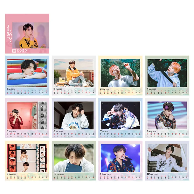 KPOP Bangtan мальчики карта душа персона календарь JUNG KOOK JIMIN SUGA мальчик с Luv Настольный Декор FH35 - Цвет: JUNG KOOK