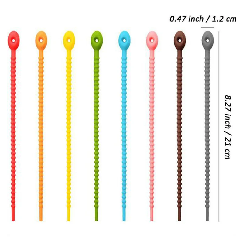 

5/10PCS Reusable Silicone Bag Ties Cable Management Purpose Multi Use Bag Clip