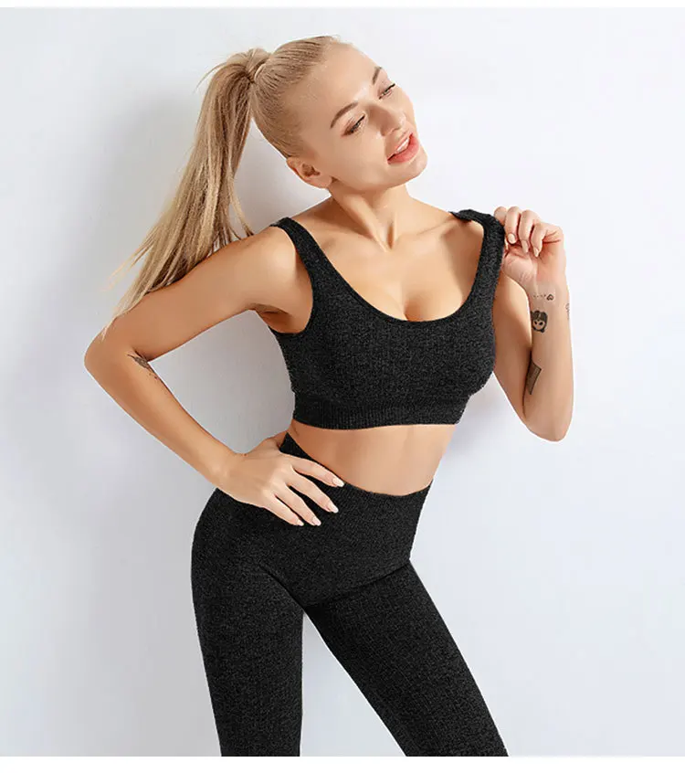 

Tracksuit Women Seamless Yoga Set Workout Sportswear Gym Clothing Fitness Crop Top High Waist Leggings Pants Sports Clothes