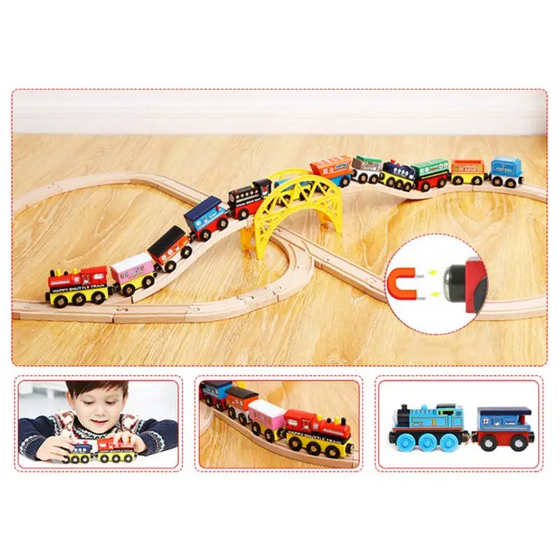 

Wooden Magnetic Train Track Toy Locomotive Carriage Model for Kids Children Christmas Birthday Gift