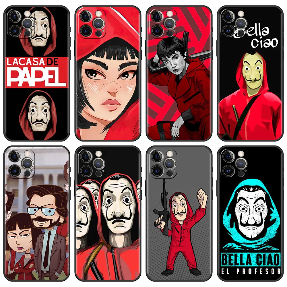 

La Casa De Papel Case for iPhone 13 6.1 inches 12 Mini 11 Pro 7 XR X XS Max 6 6S 8 8S Plus 5 5S SE Soft Phone Cover