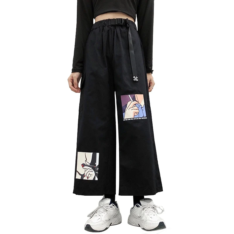 Брюки женские мешковатые штаны с поясом джоггеры завышенной талией и широкими