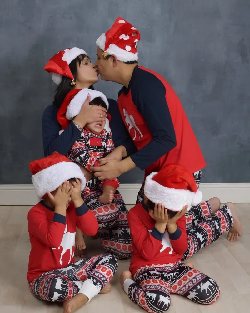 Семейный Рождественский пижамный комплект теплая одежда для сна мальчиков и