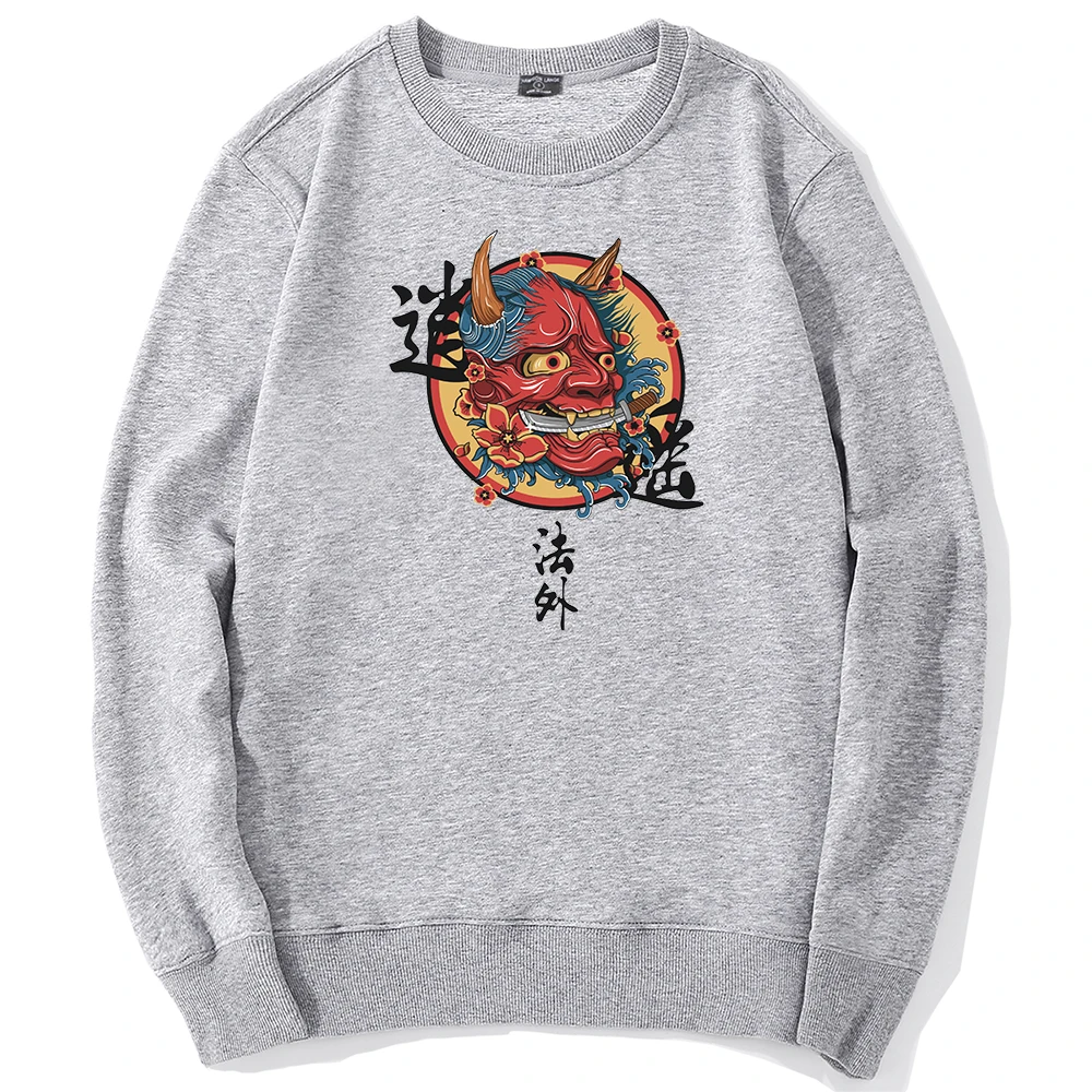 Японские толстовки с принтом гримаса Мужская модная повседневная одежда