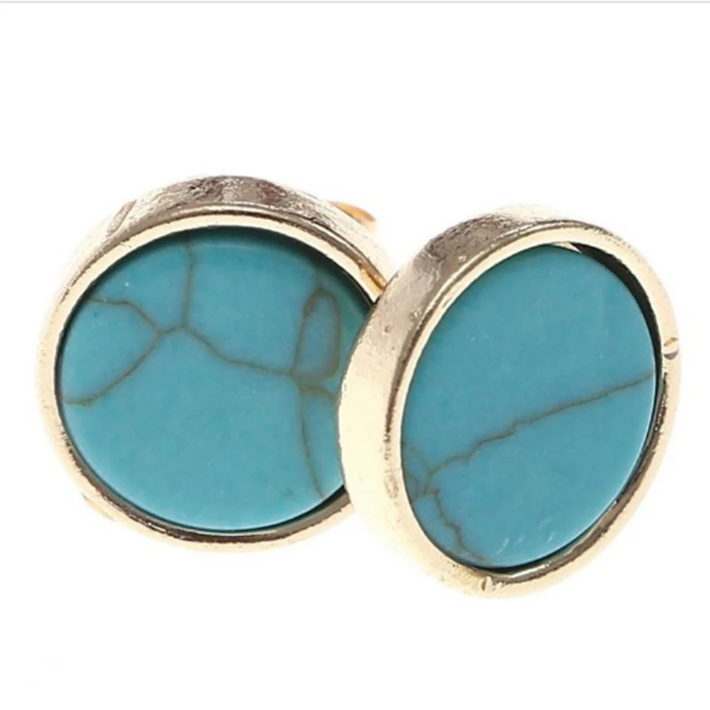 Модные круглые мраморные белые серьги гвоздики с эпоксидной смолой из