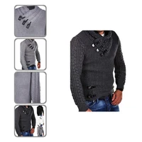 slim sweater knitted male stand collar pure color stretchy sweater sweater jumper for travel