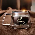 Стеклянная кофейная чашка, прозрачная термостойкая кружка с двойным дном для молока, виски, чая, пива, коктейлей, водки, вина, посуда для напитков, стакан, чашки