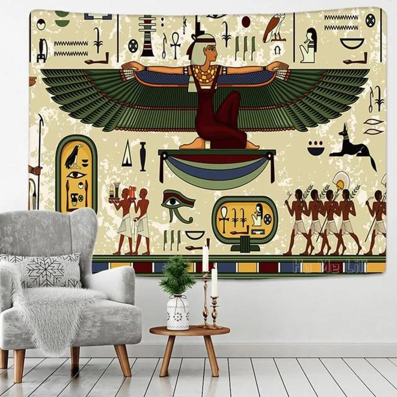 

Ancient Egyptian Pharaoh Statues Mythical Tapestries Wall Hanging Art Home Decoration