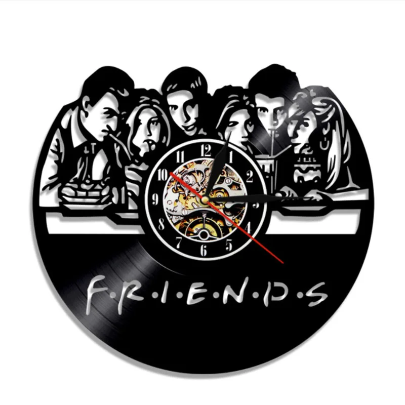 Friends TV Series CD Clock Wall Watch with LED Lighting Vintage Vinyl Record Home Decor Gift for Friend horloge | Дом и сад