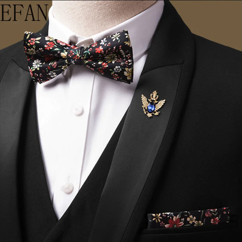 Мужская Брошь В Виде Короны и крыльев с кристаллами | Украшения аксессуары