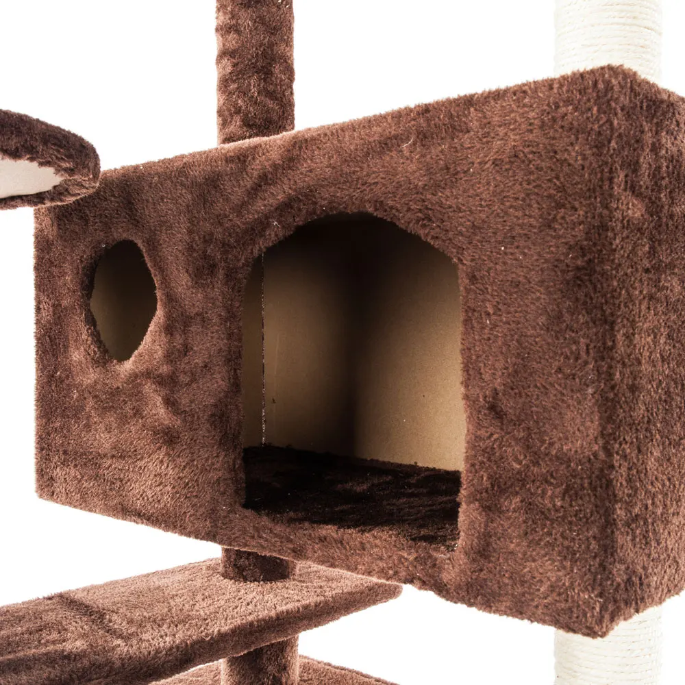 

2021 Hot sales 52" Solid Cute Sisal Rope Plush Cat Climb Tree Cat Tower Brown